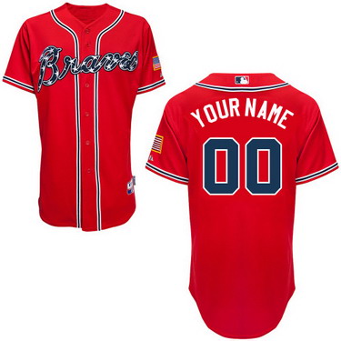 Men's Atlanta Braves Customized 2014 Red Jersey