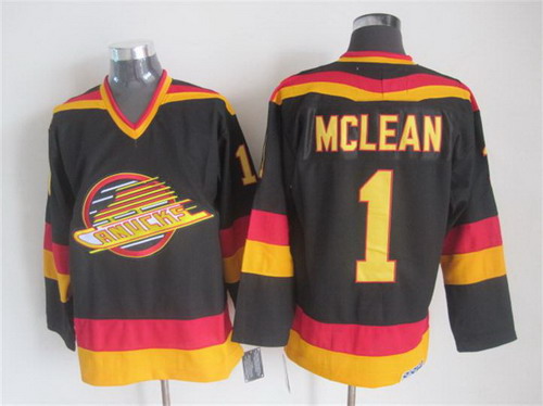 Men's Vancouver Canucks #1 Kirk McLean 1985-86 Black CCM Vintage Throwback Jersey