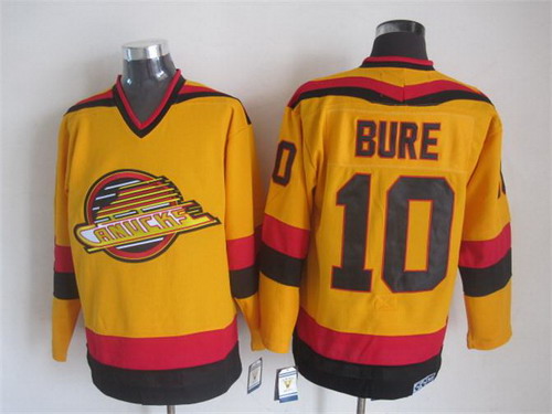 Men's Vancouver Canucks #10 Pavel Bure 1985-86 Yellow CCM Vintage Throwback Jersey