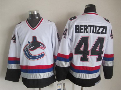 Men's Vancouver Canucks #44 Todd Bertuzzi 1997-98 White CCM Vintage Throwback Jersey