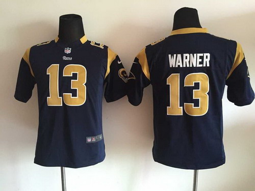 Youth St. Louis Rams #13 Kurt Warner Nike Navy Blue Game Jersey