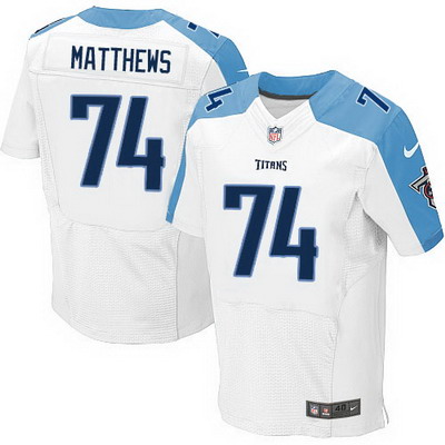 Men's Tennessee Titans #74 Bruce Matthews Nike White Elite Jersey