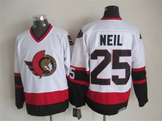 Men's Ottawa Senators #25 Chris Neil 1997-98 White CCM Vintage Throwback Jersey