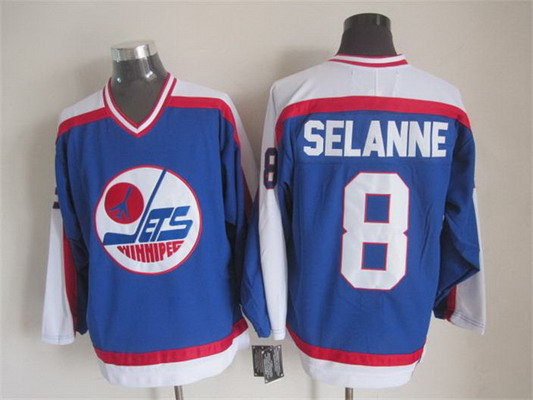 Men's Winnipeg Jets #8 Teemu Selanne 1979-80 Blue CCM Vintage Throwback Jersey