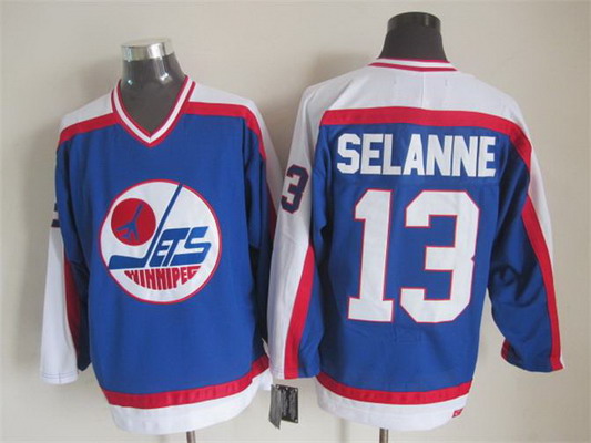 Men's Winnipeg Jets #13 Teemu Selanne 1979-80 Blue CCM Vintage Throwback Jersey