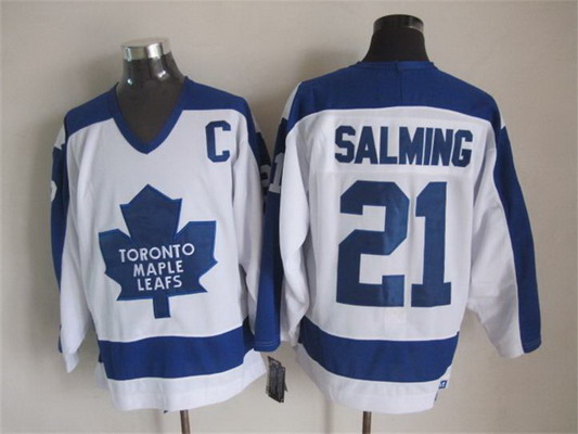 Men's Toronto Maple Leafs #21 Borje Salming 1982-83 White CCM Vintage