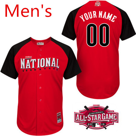 Men's National League Personalized Cool Base 2015 All Star BP Red Baseball Jersey 