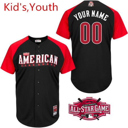 Kid's American League Personalized Cool Base 2015 All Star BP Black Baseball Jersey 