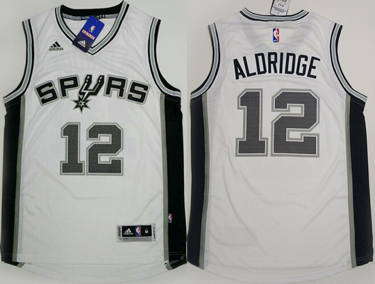 Men's San Antonio Spurs #12 LaMarcus Aldridge Revolution 30 Swingman 2015 New White Jersey