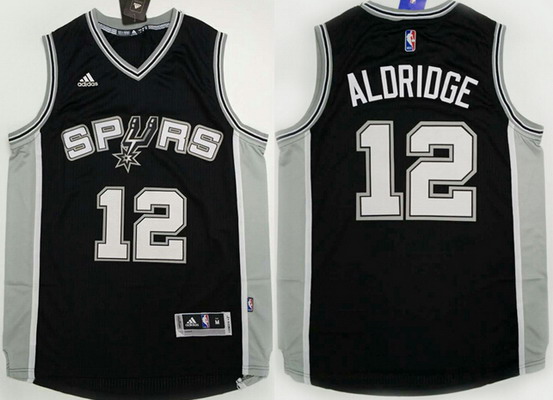 Men's San Antonio Spurs #12 LaMarcus Aldridge Revolution 30 Swingman 2015 New Black Jersey