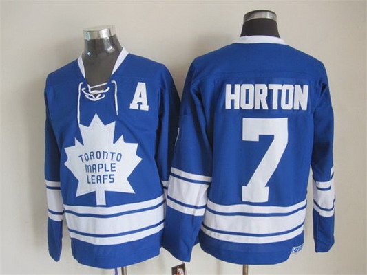 Men's Toronto Maple Leafs #7 Tim Horton 1966-67 Blue Third CCM Vintage Throwback Jersey