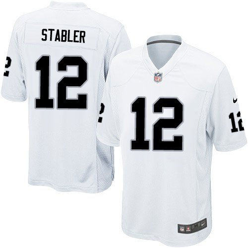 Kid's Oakland Raiders #12 Ken Stabler White Nike Game jersey