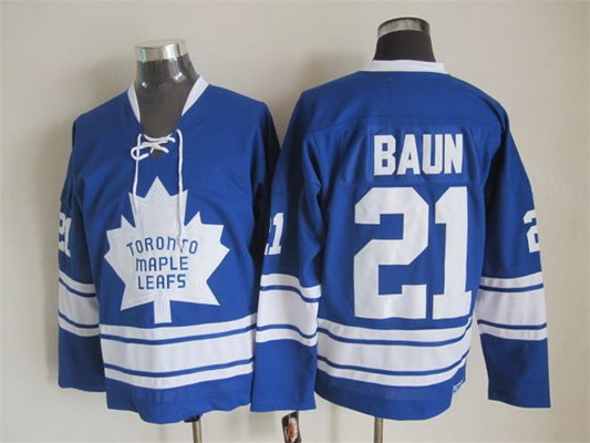 Men's Toronto Maple Leafs ##21 Bobby Baun 1966-67 Blue Third CCM Vintage Throwback Jersey