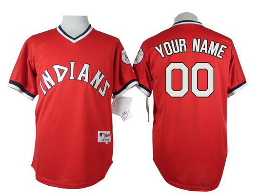 Men's Cleveland Indians Customized 1974 Turn Back The Clock Red Pullover Jersey