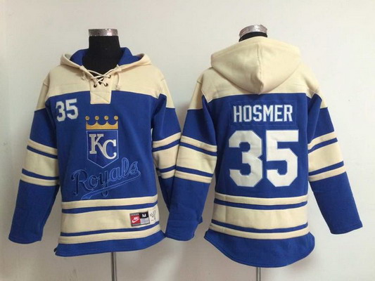 Men's Kansas City Royals #35 Eric Hosmer Blue Hoodie