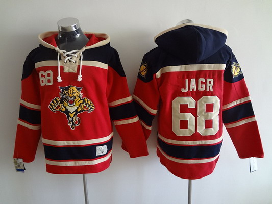 Men's Florida Panthers #68 Jaromir Jagr Old Time Hockey Red Hoodie