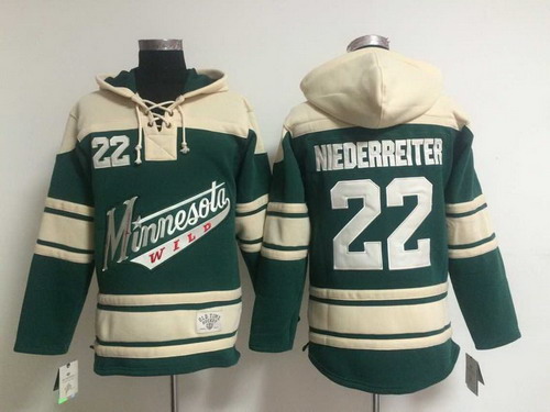 Men's Minnesota Wild #22 Nino Niederreiter Old Time Hockey Green Hoodie