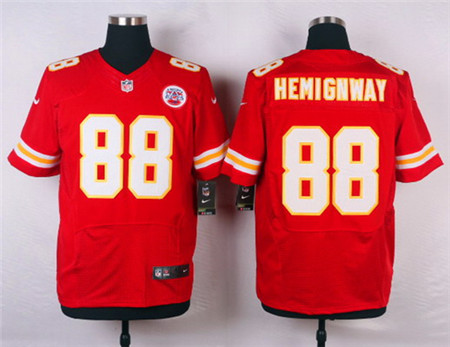 Men's Kansas City Chiefs #88 Junior Hemingway Red Team Color Elite Jersey