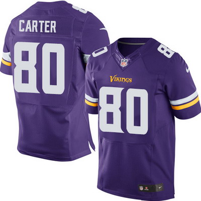 Men's Minnesota Vikings #80 Cris Carter Purple Team Color Elite Jersey