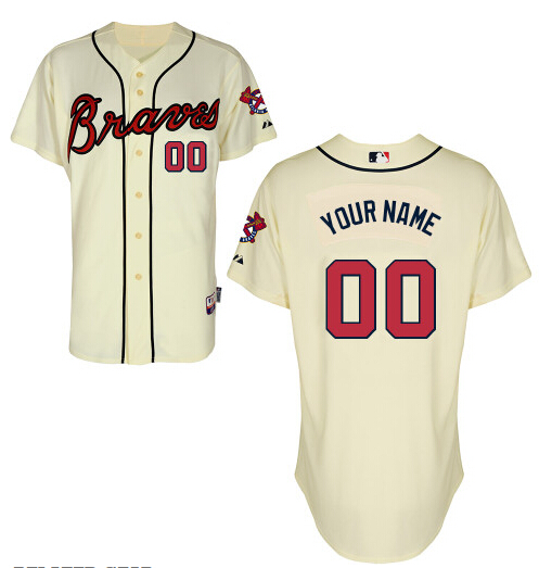 Men's Atlanta Braves Authentic Personalized Alternate Cream Jersey