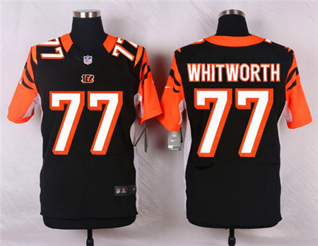 Men's Cincinnati Bengals #77 Andrew Whitworth Black Team Color Elite Jersey
