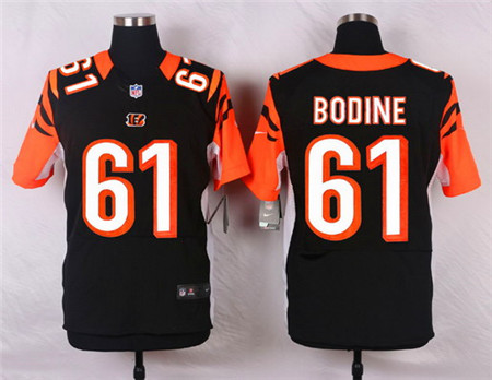Men's Cincinnati Bengals #61 Russell Bodine Black Team Color Elite Jersey