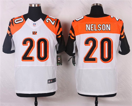 Men's Cincinnati Bengals #20 Reggie Nelson White Road Elite Jersey