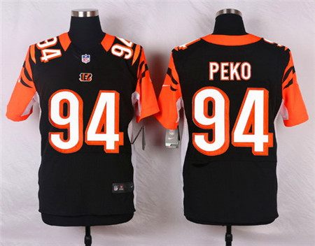 Men's Cincinnati Bengals #94 Domata Peko Black Team Color Elite Jersey