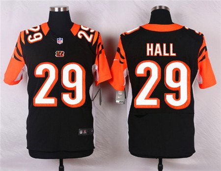 Men's Cincinnati Bengals #29 Leon Hall Black Team Color Elite Jersey