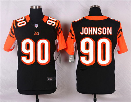 Men's Cincinnati Bengals #90 Michael Johnson Black Team Color Elite Jersey