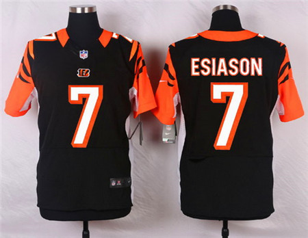 Men's Cincinnati Bengals #7 Boomer Esiason Black Team Color Elite Jersey