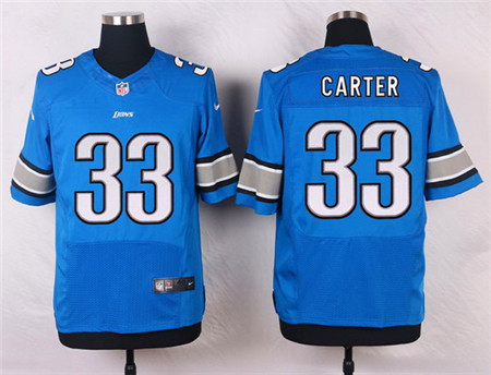 Men's Detroit Lions #33 Alex Carter Light Blue Team Color Elite Jersey