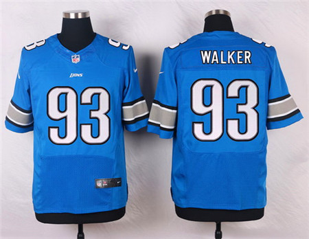 Men's Detroit Lions #93 Tyrunn Walker Light Blue Team Color Elite Jersey