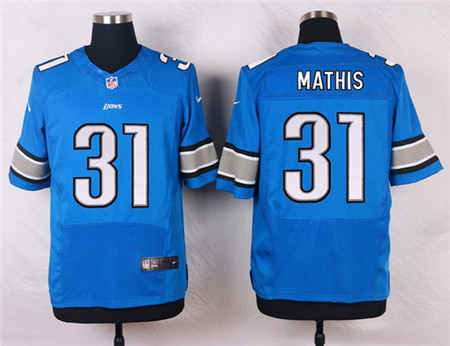 Men's Detroit Lions #31 Rashean Mathis Light Blue Team Color Elite Jersey