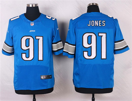 Men's Detroit Lions #91 Jason Jones Light Blue Team Color Elite Jersey