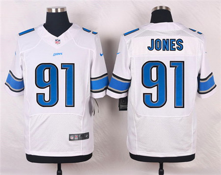 Men's Detroit Lions #91 Jason Jones White Road Elite Jersey
