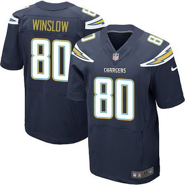 Men's San Diego Chargers Retired Player #80 Kellen Winslow Navy Blue Team Color NFL Nike Elite Jersey