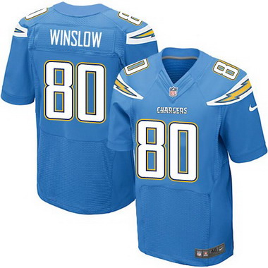 Men's San Diego Chargers Retired Player #80 Kellen Winslow Light Blue Alternate NFL Nike Elite Jersey