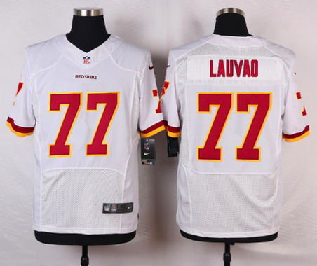 Men's Washington Redskins #77 Shawn Lauvao White Road NFL Nike Elite Jersey