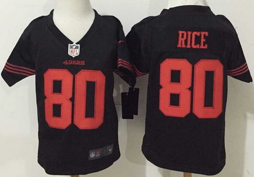 Toddler San Francisco 49ers #80 Jerry Rice Black Alternate 2015 NFL Nike Game Jersey
