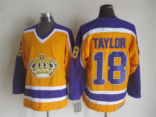 Men's Los Angeles Kings #18 Dave Taylor 1980-81 Gold CCM Vintage Throwback Jersey