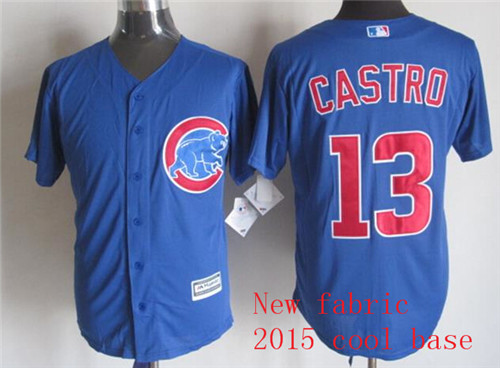 Men's Chicago Cubs #13 Starlin Castro Alternate Blue 2015 New Cool Base Jersey