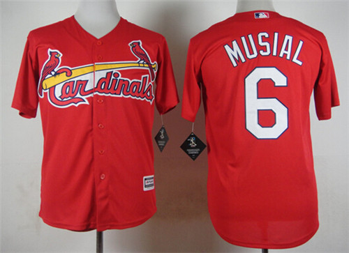 Men's St. Louis Cardinals #6 Stan Musial Scarlet 2015 New Cool Base Player Jersey by Majestic