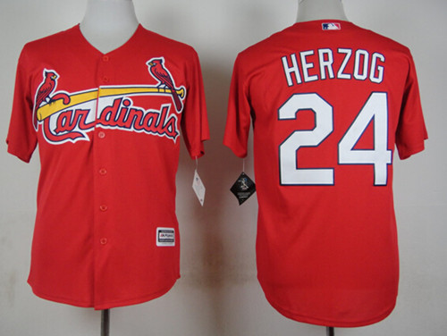 Men's St. Louis Cardinals Retired Player #24 Whitey Herzog Scarlet 2015 New Cool Base Player Jersey by Majestic