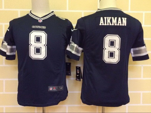 Youth Dallas Cowboys #8 Troy Aikman Navy Blue Team Color NFL Nike Game Jersey
