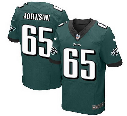Men's Philadelphia Eagles #65 Lane Johnson Midnight Green Team Color NFL Nike Elite Jersey