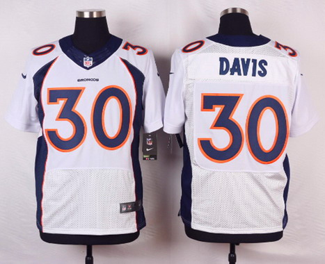 Men's Denver Broncos Retired Player #30 Terrell Davis White Elite Jersey