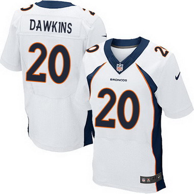 Men's Denver Broncos Retired Player #20 Brian Dawkins White Elite Jersey