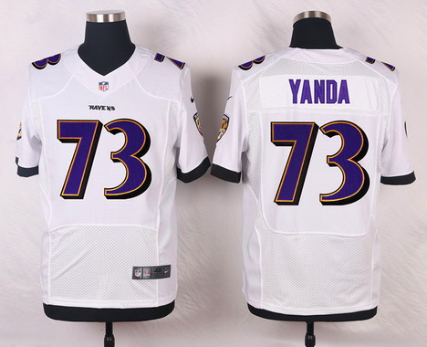 Men's Baltimore Ravens #73 Marshal Yanda White Road NFL Nike Elite Jersey