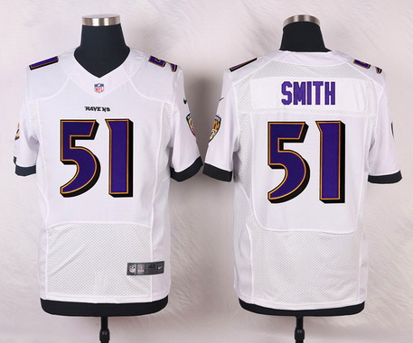 Men's Baltimore Ravens #51 Daryl Smith White Road NFL Nike Elite Jersey